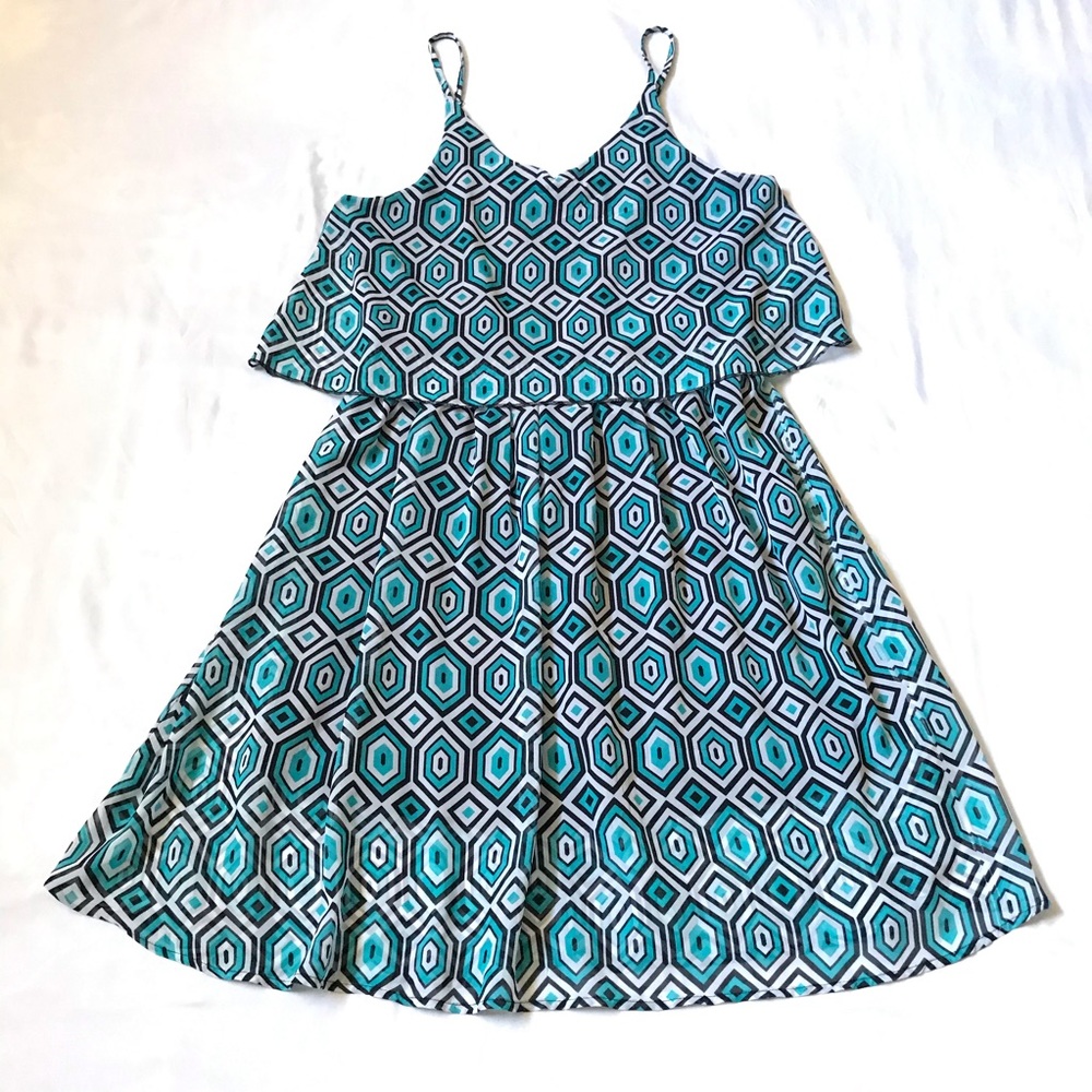 Christine V Spaghetti Straps Layered Print Dress